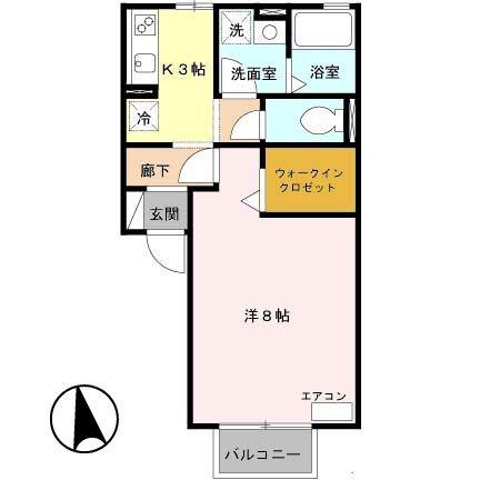 サルドセジュール2番館(1K/2階)の間取り写真