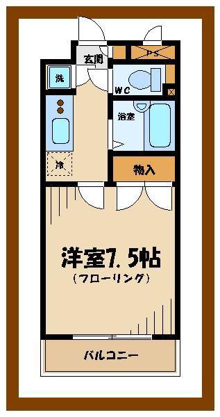 菱和パレス府中駅前(1K/8階)の間取り写真