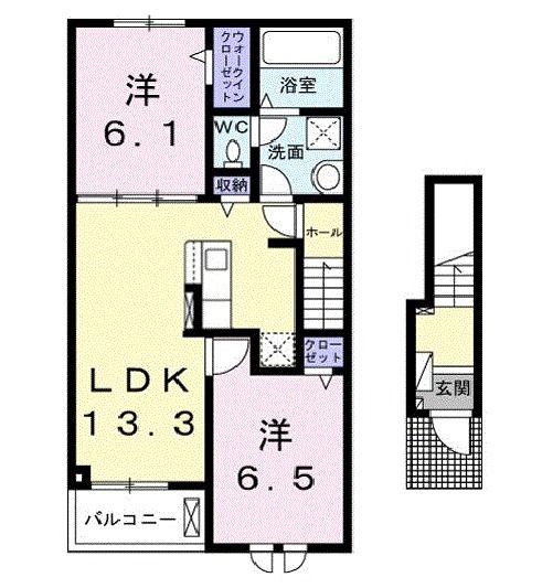 シャノワール M(2LDK/2階)の間取り写真
