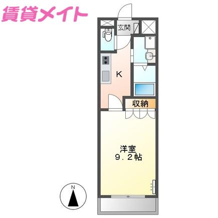 リヴァージュB(1K/1階)の間取り写真