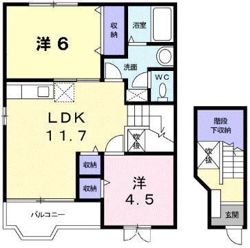 グリーンコート東館 C(2LDK/2階)の間取り写真