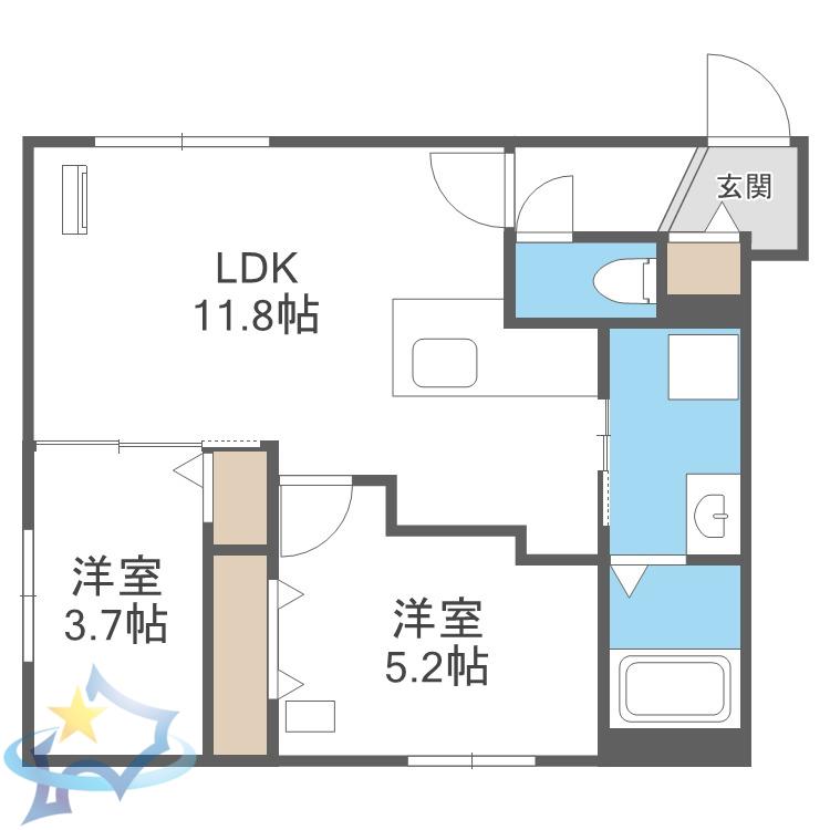SPARKLE 裏参道(2LDK/1階)の間取り写真