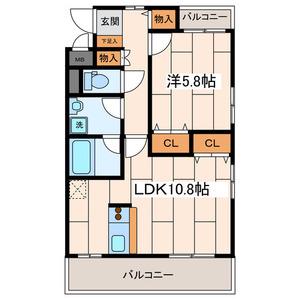 メゾンクレールヒヨシ(1LDK/3階)の間取り写真