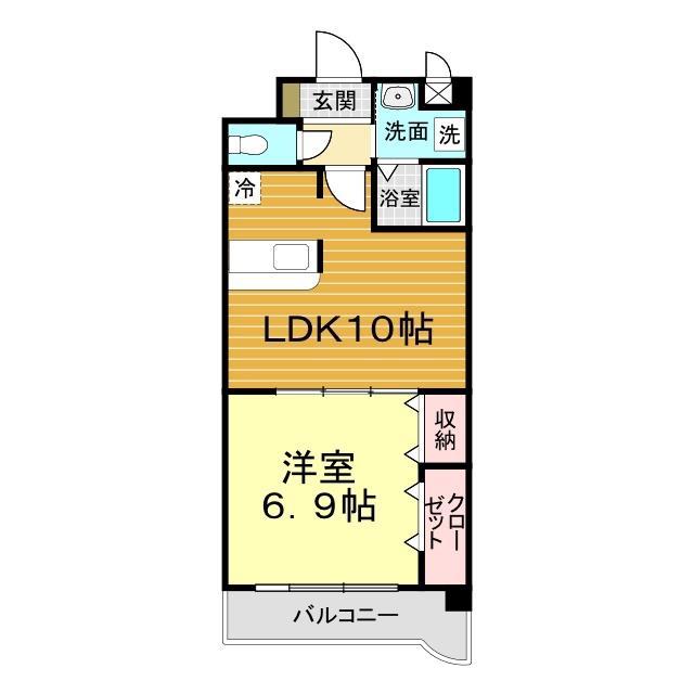 ガーデンパレス秋根(1LDK/3階)の間取り写真