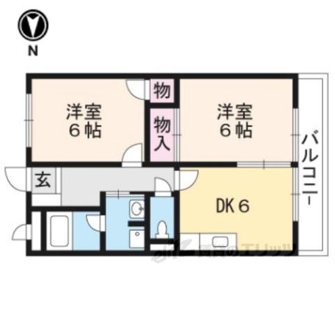 ロザージュⅡ(2DK/2階)の間取り写真