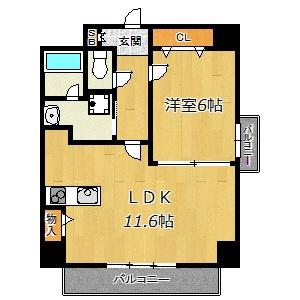 ガーデンレジデンス田川(1LDK/4階)の間取り写真