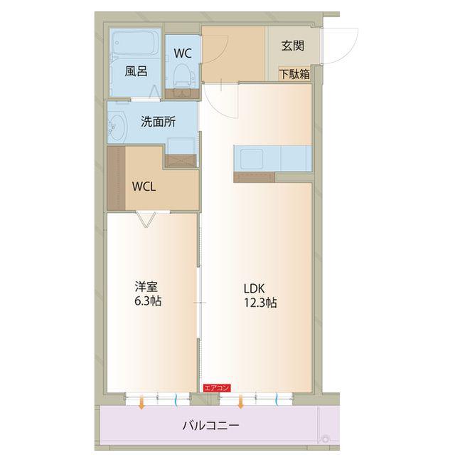アチェーロ土岐口(1LDK/1階)の間取り写真