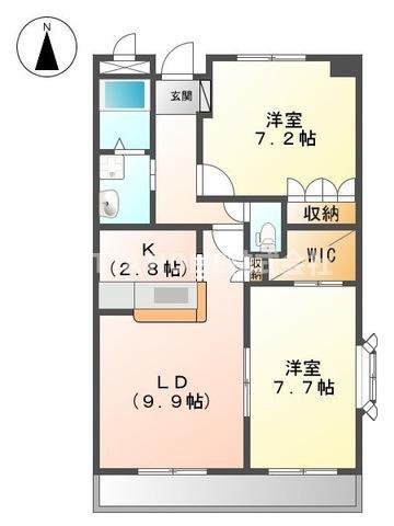 ウエスト ヒル (2LDK/4階)の間取り写真