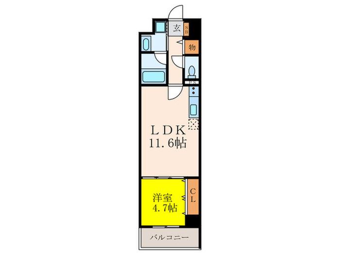 カルム西野(1LDK/2階)の間取り写真