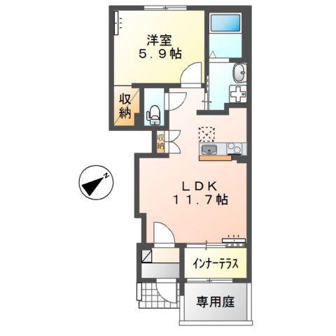 アヴェニール(1LDK/1階)の間取り写真