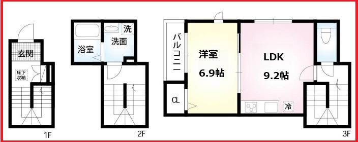 ソル ブリランテ(1LDK/3階)の間取り写真