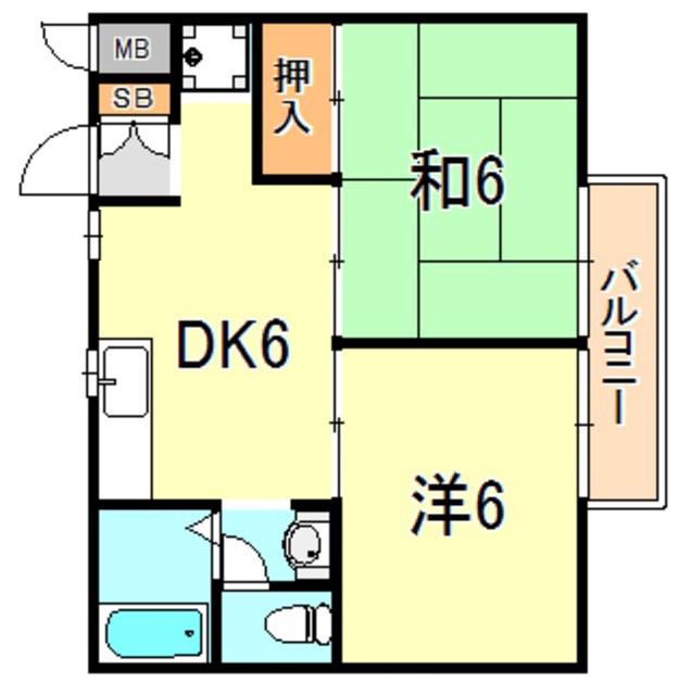 グリーンハイツ赤羽(2DK/1階)の間取り写真