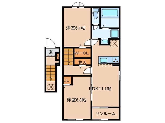 パークサイド(2LDK/2階)の間取り写真