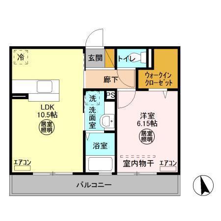 マハロラ(1LDK/2階)の間取り写真