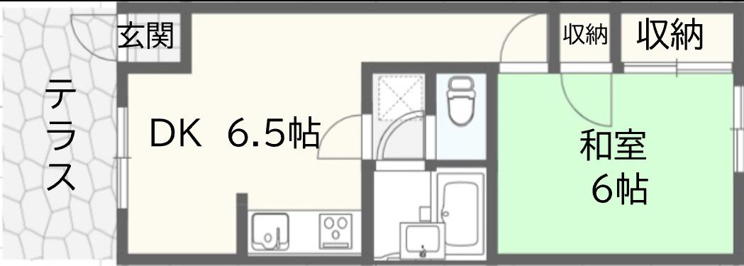 ノーヴェル城ヶ崎(1DK/1階)の間取り写真