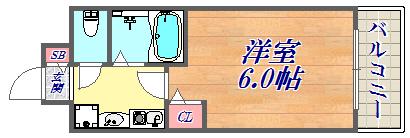 エステムコート神戸三宮山手センティール(1K/2階)の間取り写真