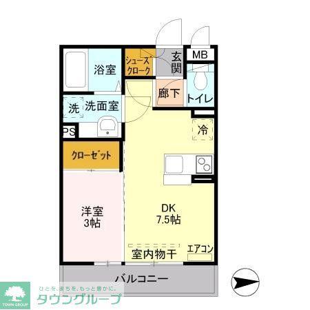オルタシア カツラ(1DK/3階)の間取り写真
