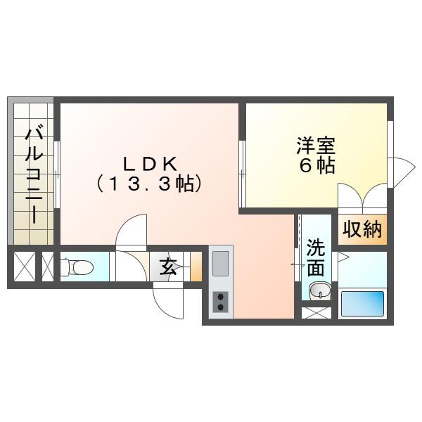 クリークウッドV(1LDK/1階)の間取り写真