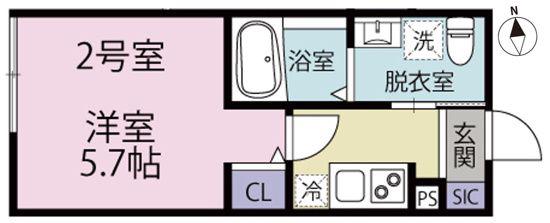 パークメゾン鷺沼(1K/2階)の間取り写真