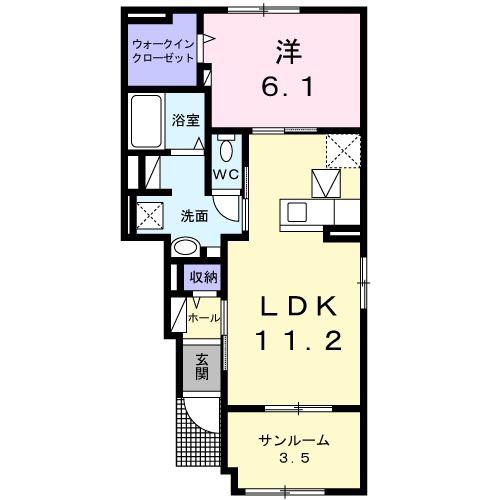 バーデンハイムネクストII(1LDK/1階)の間取り写真
