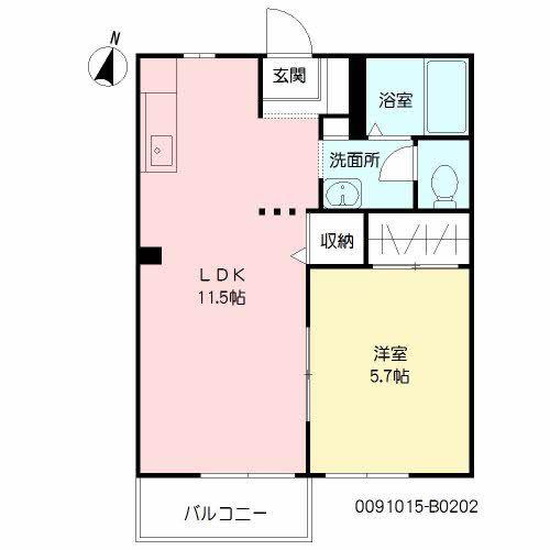 エトワール ♯ B棟(1LDK/2階)の間取り写真