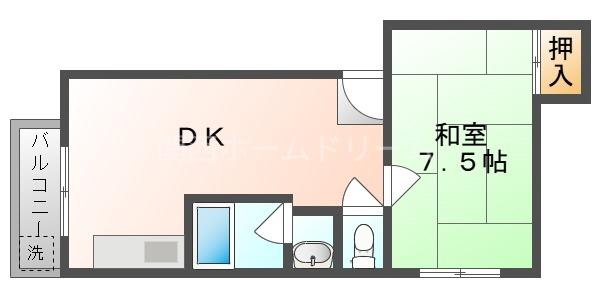 フリーディオ御堂(1DK/1階)の間取り写真