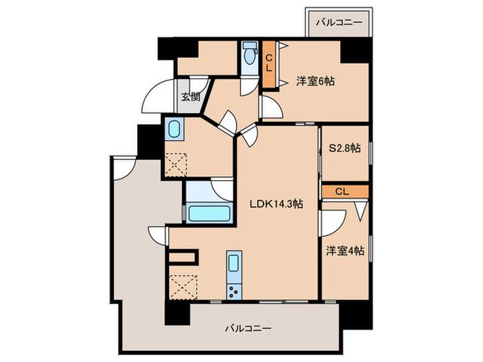 MODERN ASPIRATION 平尾駅前(2SLDK/4階)の間取り写真