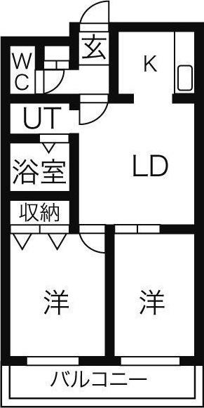 アバジュール扶桑(2LDK/1階)の間取り写真
