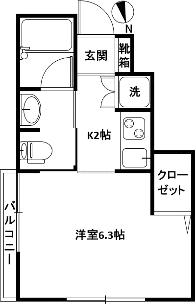 プライムタウン松戸(1K/1階)の間取り写真