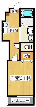 サンライズ船橋塚田(1K/2階)の間取り写真