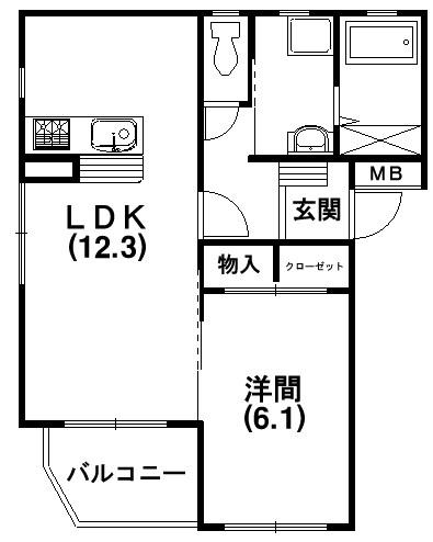 白鳥LAKE(1LDK/3階)の間取り写真