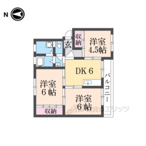 西浦勤労者 E棟(3DK/4階)の間取り写真