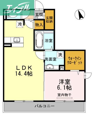 LUCE(1LDK/2階)の間取り写真