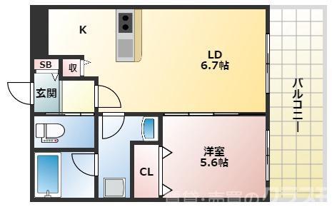 新大阪ファミール 東館(1LDK/1階)の間取り写真