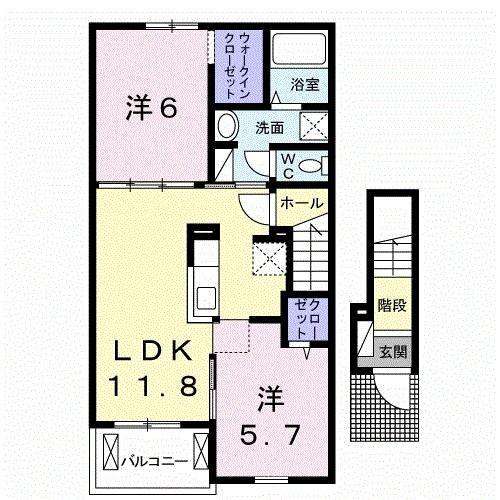 HINATA REN III(2LDK/2階)の間取り写真