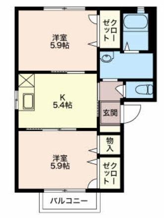 シェソワセレーノEF(2K/2階)の間取り写真