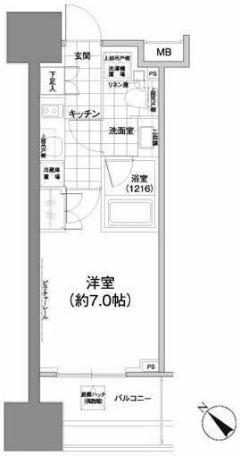 パークハビオ武蔵小山(1K/5階)の間取り写真