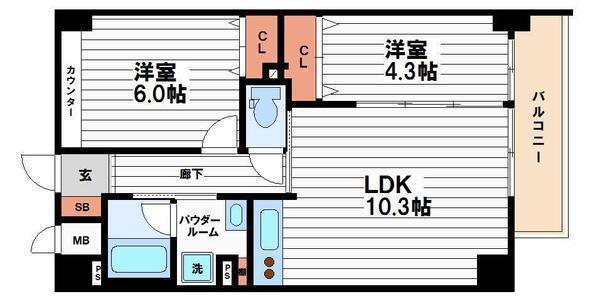 CRYPTOMERIA日本橋(2LDK/4階)の間取り写真