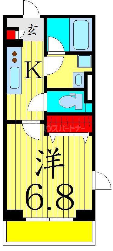 スカイグランデ青戸(1K/4階)の間取り写真