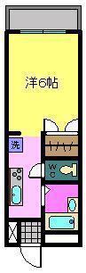 サカイプラザS(1K/4階)の間取り写真