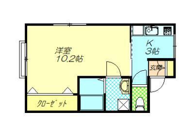 エスポワールII(1K/2階)の間取り写真