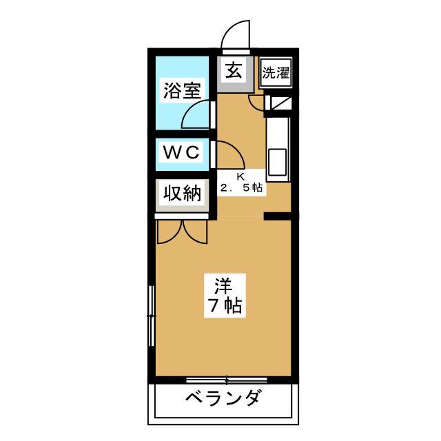 グリーンハウスII(ワンルーム/1階)の間取り写真