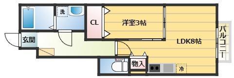 アンセル小田原(1LDK/1階)の間取り写真