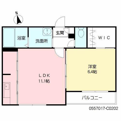 カーサ森  参番館(1LDK/2階)の間取り写真