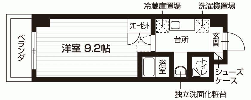 パールコート(1K/5階)の間取り写真