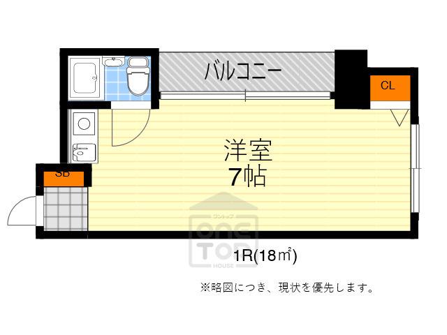 内本町ハイツ(ワンルーム/4階)の間取り写真