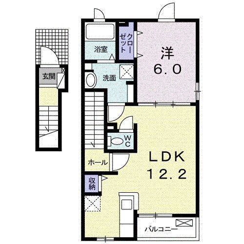 メゾンシャルマン(1LDK/2階)の間取り写真