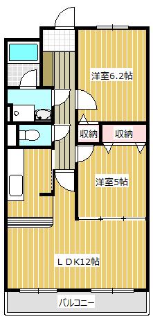 ユアシーキャッスル(2LDK/2階)の間取り写真