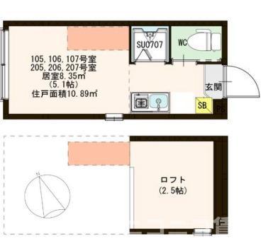 ハーモニーテラス松庵(ワンルーム/1階)の間取り写真