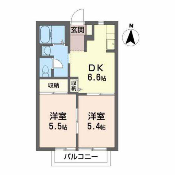 アネックス白百合(2DK/1階)の間取り写真